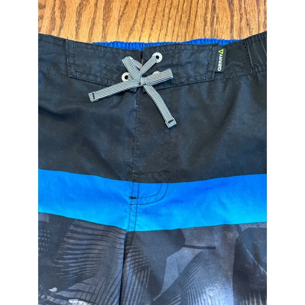 Gerry Swim Trunks Youth Boys Shorts size L14-16  Black\Blue\Grey Back Packet